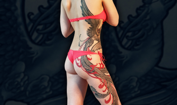 tattoo-spb male black`n`grey healed some sessions body leg back tattoo phoenix custom design