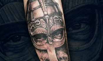 tattoo-spb male blackngrey 8 hours session fresh forearm tattoo realistic style viking portrait